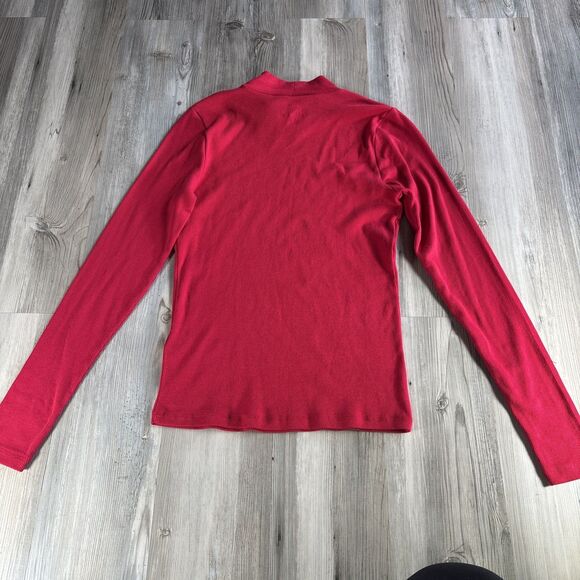 Hollister Must Have Collection Long Sleeved Red Ribbed Mock Neck Shirt Size Larg - Picture 9 of 10